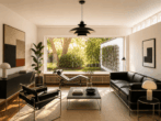 Architektonisch markantes Mehrfamilienhaus der klassischen Moderne - EG-Wohnzimmer Virtuelle Darstellung